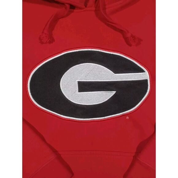 Georgia Bulldogs Hoodie Mens M Red Pullover Embroidered Logo VTG - Picture 3 of 5